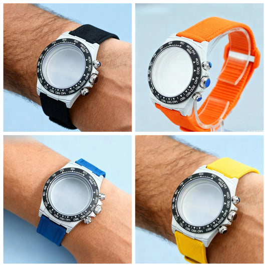Fit 4130 For Daytona 38.0mm Carbon Fiber Case Mod Colorful Nylon Cowhide Strap