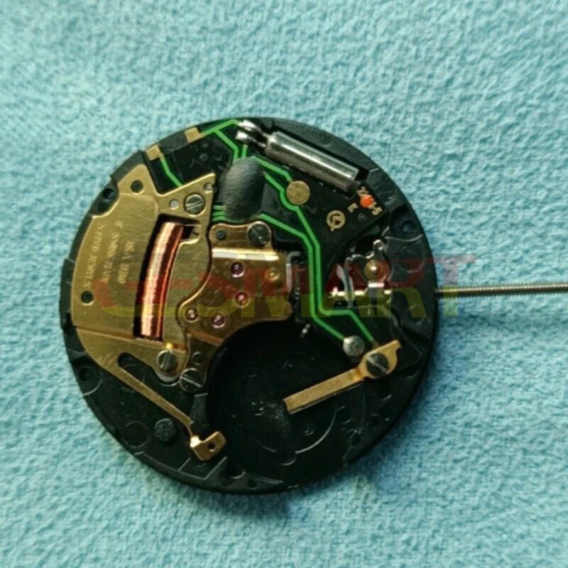 Original ISA 330 quartz watch movement with date at 6:00, ideal for precise watch repairs and accessories.
