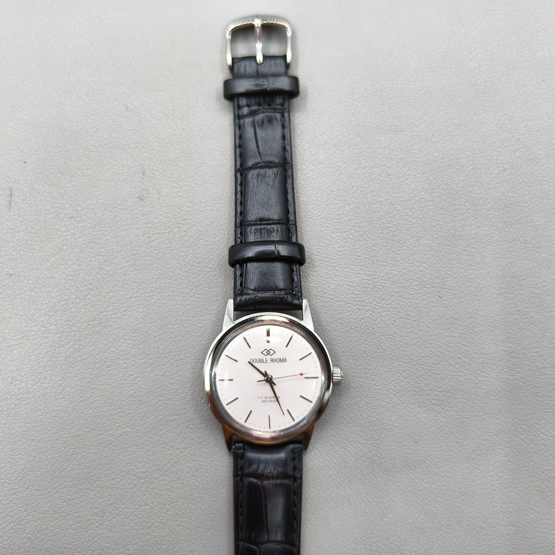 36mm Black Strap Beijing Double Rhomb Manual Mechanical Watch