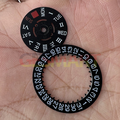 Roman and English font black date and week disk wheel for NH36 3/3.8 watch movement