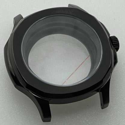 42mm black polished watch case with sapphire glass for NH35 NH36 SKX SRPD series models.