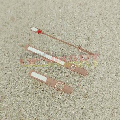 Green luminous watch hands with silver and rose gold trim, compatible with NH35 and NH36 movements, BrandName.