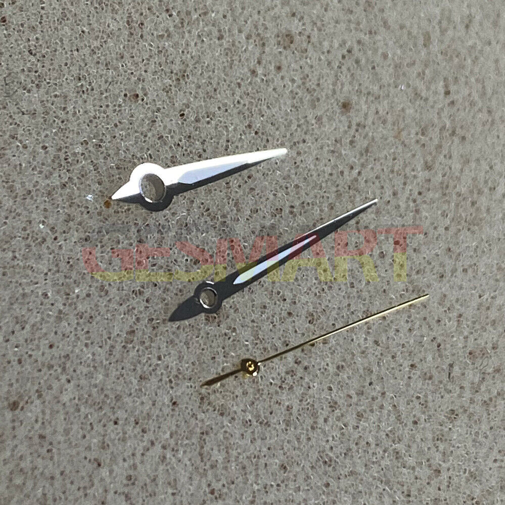 Arrow-shaped silver trim luminous green watch hands for NH35/NH36 movement, perfect for night readability.