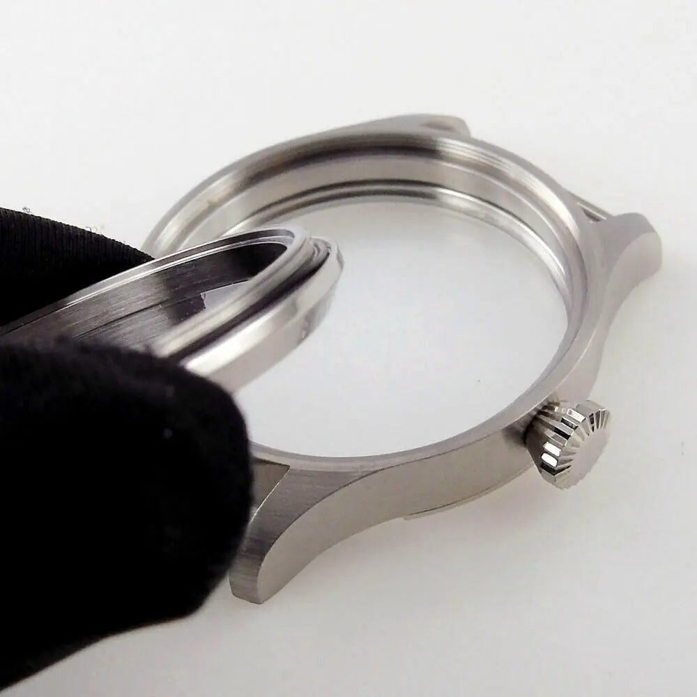 42mm Brushed 316L Steel Sapphire Glass Watch Case Fit ETA 6498 6497 3600 3620
