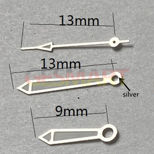 Green Lume Silver Trim 13mm Watch Hands for Miyota 2315 2035 2036 2115 2305