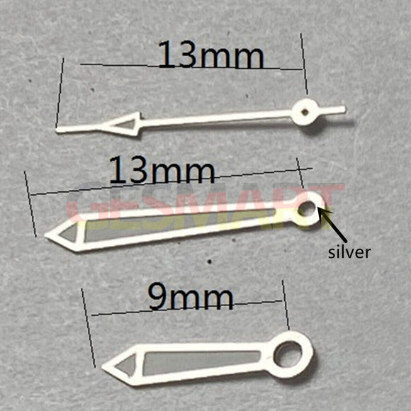 Green Lume Silver Trim 13mm Watch Hands for Miyota 2315 2035 2036 2115 2305