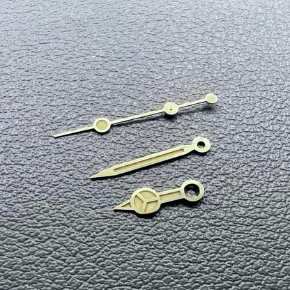 C3 green lume vintage watch hands with golden trim for NH34 NH35 NH36 NH38 NH39 NH70 movements.