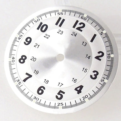 Pilot 29mm Nologo black and silver dial face for NH35 NH36 vintage diver watch mod parts