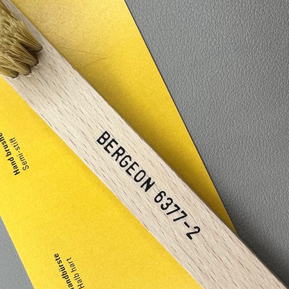 Swiss Bergeon 6377-2 hand brush with hard bristles for precise watch accessory cleaning.