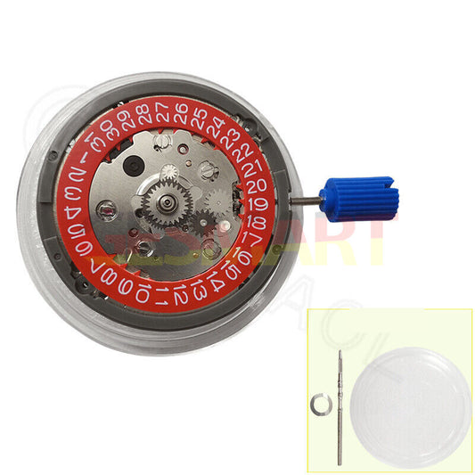 NH34 Automatisches mechanisches GMT-Uhrwerk mit Sekundenstopp, rotem Scheibenrad und weißer Schrift