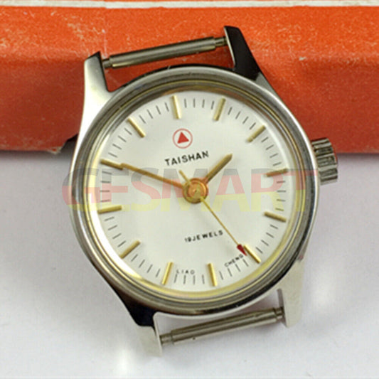 Liaocheng TAISHAN 25mm mechanical lady watch with 19 jewels, golden nail markers, and round case design