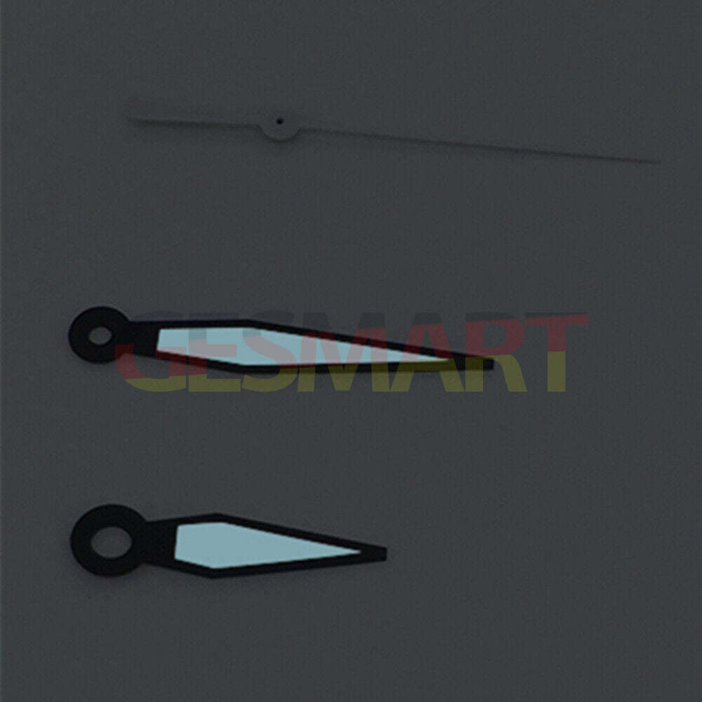 Black trim diamond-shaped blue lume watch hands for Asian 2813/8215 movement, enhancing visibility and style.