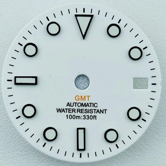 White 28.5mm Red GMT Watch Dial Suitable for NH34 Movement Watch Part