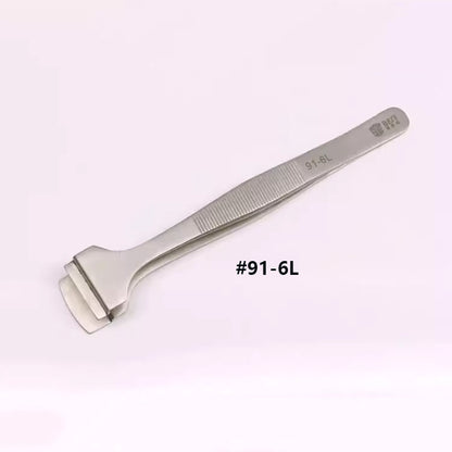 Stainless Steel Wide-Tip Tweezers, matte finish, HRC40+ hardness for precise semiconductor wafer repair.