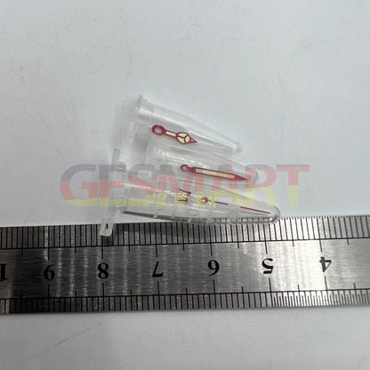 Red Fork watch hands with red trim and green lume, compatible with NH35 NH36 SKX007 SBBN models.