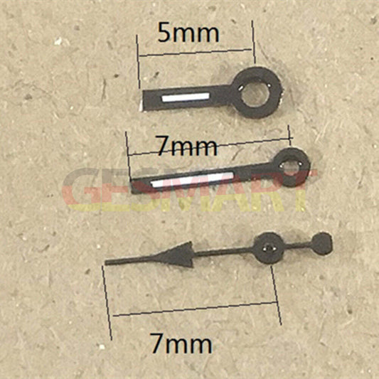 7mm green luminous arrow watch hands by Miyota, perfect for 7T35 quartz movement customization.