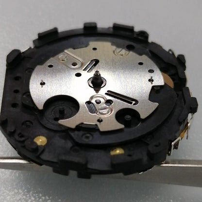 Japan Made VR31 quartz watch movement with small second subdials at 3, 6, and 9 o'clock positions, ideal for precise repairs.