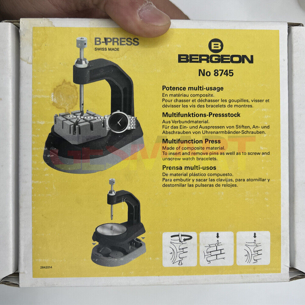 Bergeon 8745 tool for precise bracelet shortening and link removal in watch accessories.