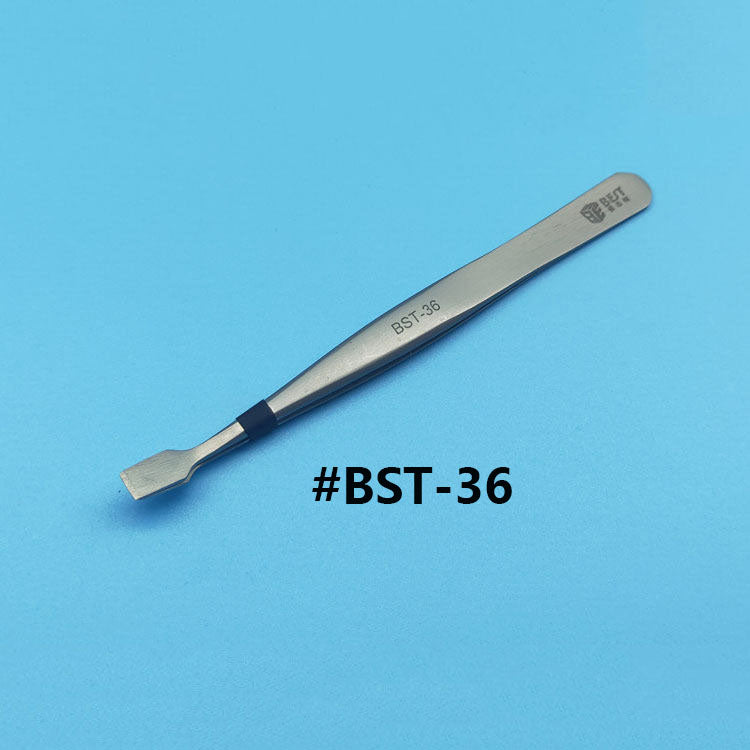 PTFE tweezer with anti-magnetic, anti-static properties and wear-resistant stainless steel handle for precise watch accessory handling.