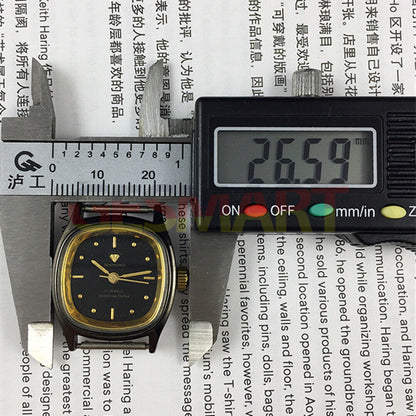 26mm SHANGHAI DIAMOND square manual mechanical lady watch with black dial, elegant style for formal occasions.