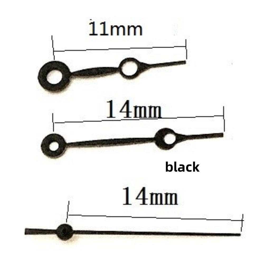 Black 14x14x11mm watch hands for Seagull ST6 automatic mechanical movement, precise accessory.
