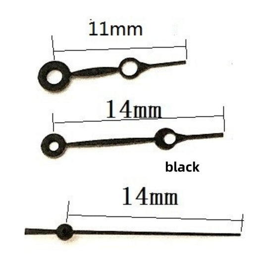 Black 14x14x11mm watch hands for Seagull ST6 automatic mechanical movement, precise accessory.