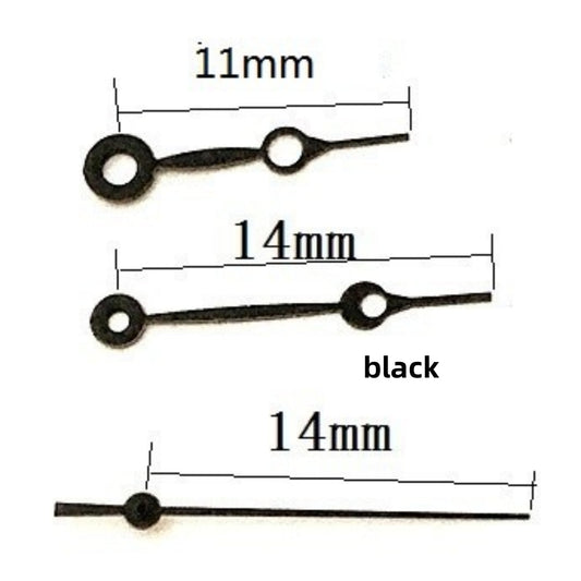 Black 14x14x11mm watch hands for Seagull ST6 mechanical movement, precise accessory.