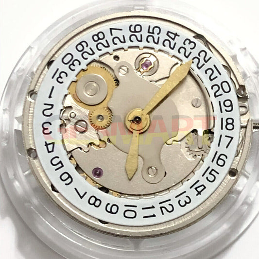 SHANGHAI 2824 silver automatic mechanical watch movement with date display at 3 o'clock.