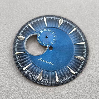 Modified 35mm Dark Blue Silver Nail Cocktail Diving Watch Dial for NH39 Movement