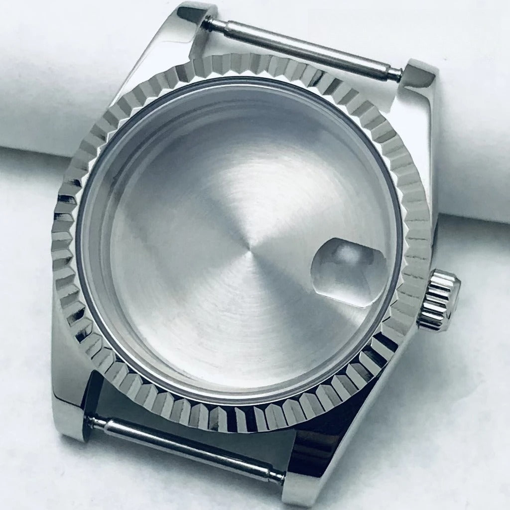 36mm/40mm Fluted Bezel Case Sapphire Glass For Mod  Steel Case Fit Nh35 Nh36