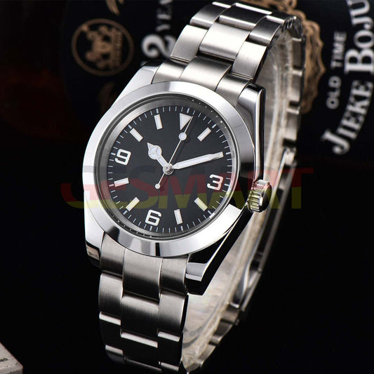 316L stainless steel 40mm men's diving wristwatch, black dial, sapphire glass, silver hands, waterproof design