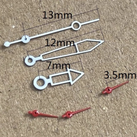 13mm hollow white watch hands with red trim for Miyota OS10 OS20 OS30 movement accessories