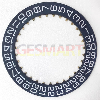 Dark blue and white font date wheel for Dandong 7770 watch with date display at 3 o'clock, precision design.