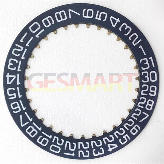 Dark blue and white font date wheel for Dandong 7770 watch with date display at 3 o'clock, precision design.