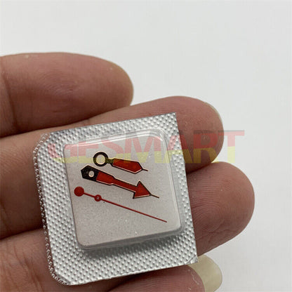 Green luminous arrow-style watch hands set with three pieces, compatible with Miyota NH35/NH36, for precise timekeeping.