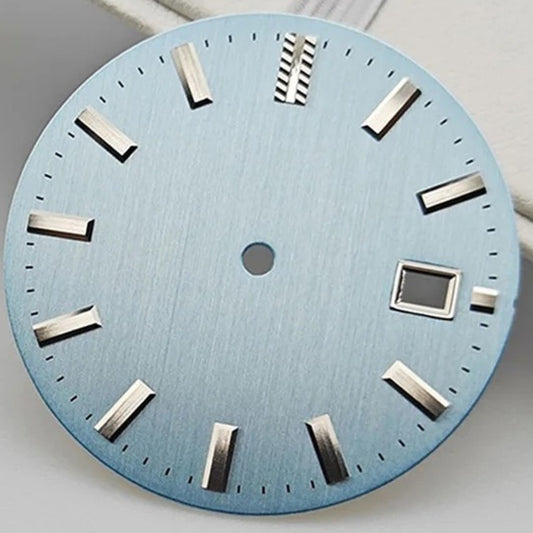 32.5mm Light Blue Watch Dial for NH35 NH36 No Luminous Replacement