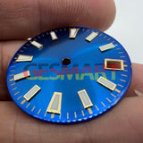 Green Luminous Blue Golden Nail Trim Watch Dial for NH35 Movement