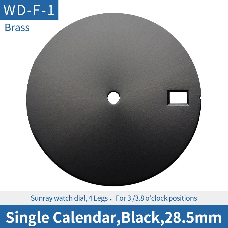 Single Calendar Solid Black 28.5mm Watch Dial Fit For Skx007 Skx009 Sprd NH35 NH36