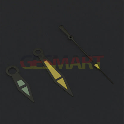 Aiguilles de montre 3 aiguilles avec garniture argentée et luminescente jaune pour mouvements asiatiques 8215/2813/8205