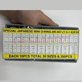 300pcs 30 Sizes 1.5-1.8mm Japan Waterproof Mini O-ring Kit for Watch Crown Seal