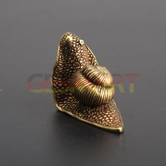 Hand-carved solid copper snail figurine, vintage bronze finish, perfect for watch accessory display.