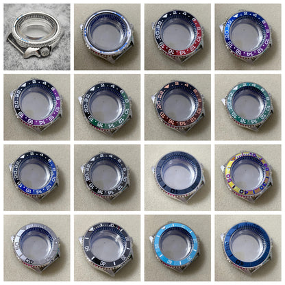 41.5MM Steel Watch Case Screw-in Crown Black Ring Set for NH35/NH36/4R SKX007