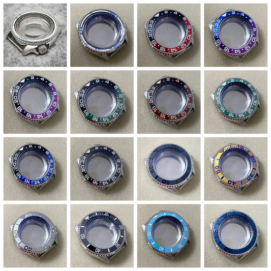 41.5MM Steel Watch Case Screw-in Crown Black Ring Set for NH35/NH36/4R SKX007