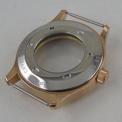 Rose Gold 42mm 316L Steel Watch Case with Sapphire Glass, fits ETA 2824/2836 automatic movement