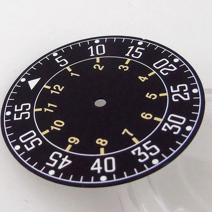 Sterile 33.6mm sunburst silver watch dial for 39mm pilot wristwatch with NH35A/NH36A movement.