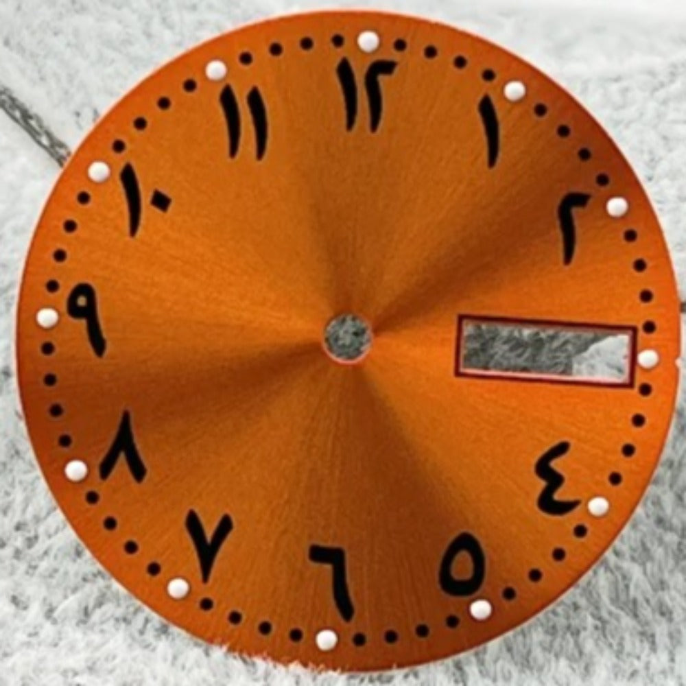 Orange Modified 28.5mm Arabic Font Watch Dial Green Lume for NH36/4R36/7S26