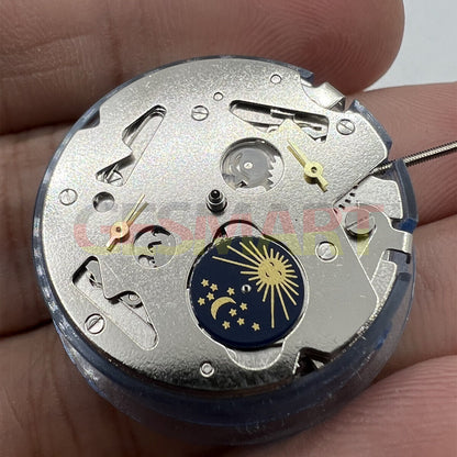 Asian Tianjin Seagull ST6 watch showcasing 3 hands with moon phase at 6 o'clock, automatic mechanical movement.