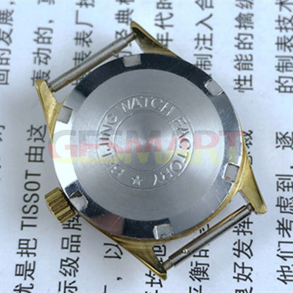 Double Rhomb lady watch with golden coffee dial, manual mechanical movement, elegant single calendar display.