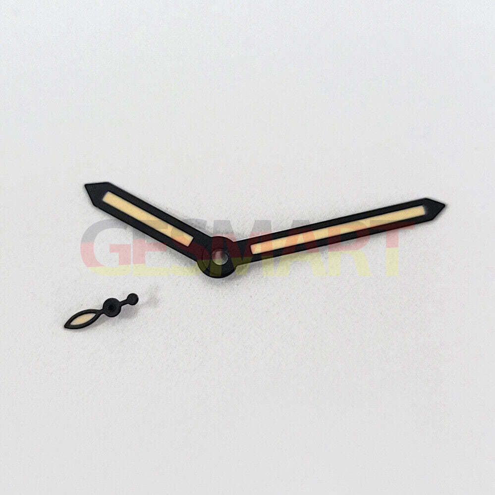 Green lume watch hands with black trim for ST3600/ST3620 ETA6497/6498 movement, perfect for precise timepiece customization.