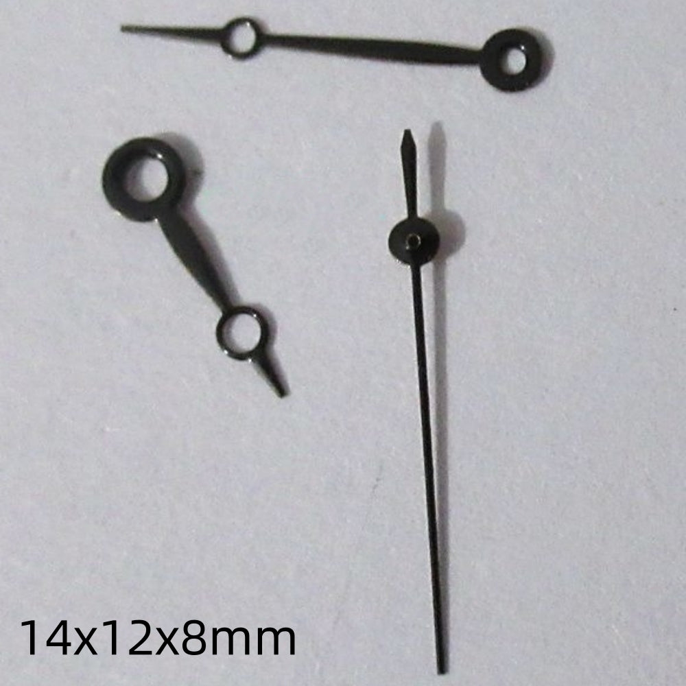 Black 14mm watch hands set by Miyota for 2035 2115 2105 2305 movements, sleek design.